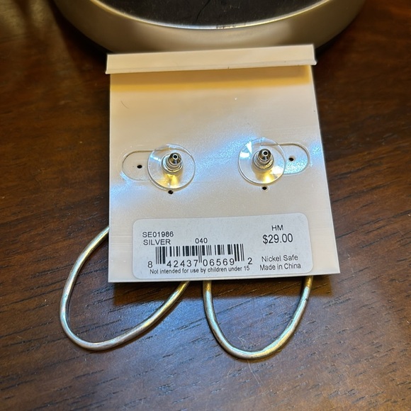 The Sak - Silver Tone U Shaped Oblong Hoop Earrings - Picture 3 of 3